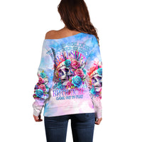 Rose Skull Off Shoulder Sweater The Good Girl In Me Got Tired Of The Bullshit - Wonder Print Shop
