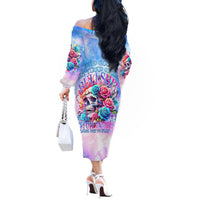 Rose Skull Off The Shoulder Long Sleeve Dress The Good Girl In Me Got Tired Of The Bullshit - Wonder Print Shop