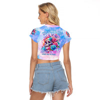 Rose Skull Raglan Cropped T Shirt The Good Girl In Me Got Tired Of The Bullshit - Wonder Print Shop