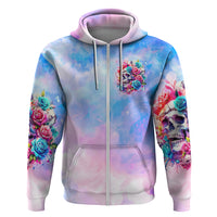 Rose Skull Zip Hoodie The Good Girl In Me Got Tired Of The Bullshit - Wonder Print Shop