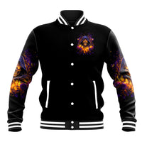 Flame Skull Baseball Jacket I Talk I Smite But Be Careful When I Silent - Wonder Print Shop