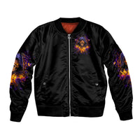 Flame Skull Bomber Jacket I Talk I Smite But Be Careful When I Silent - Wonder Print Shop