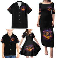 Flame Skull Family Matching Puletasi and Hawaiian Shirt I Talk I Smite But Be Careful When I Silent - Wonder Print Shop