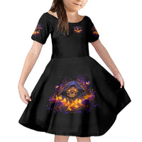 Flame Skull Family Matching Short Sleeve Bodycon Dress and Hawaiian Shirt I Talk I Smite But Be Careful When I Silent - Wonder Print Shop