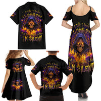 Flame Skull Family Matching Summer Maxi Dress and Hawaiian Shirt I Talk I Smite But Be Careful When I Silent - Wonder Print Shop