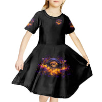 Flame Skull Kid Short Sleeve Dress I Talk I Smite But Be Careful When I Silent - Wonder Print Shop
