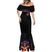 Flame Skull Mermaid Dress I Talk I Smite But Be Careful When I Silent - Wonder Print Shop
