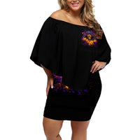 Flame Skull Off Shoulder Short Dress I Talk I Smite But Be Careful When I Silent - Wonder Print Shop