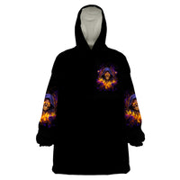 Flame Skull Wearable Blanket Hoodie I Talk I Smite But Be Careful When I Silent - Wonder Print Shop