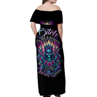 Queen Skull Off Shoulder Maxi Dress Bitch I'm Not A Princess I'm The Fucking Queen - Wonder Print Shop
