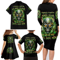 Old Skull Family Matching Long Sleeve Bodycon Dress and Hawaiian Shirt I Stopped Fighting My Inner Demons We On The Same Side Now - Wonder Print Shop