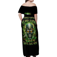 Old Skull Family Matching Off Shoulder Maxi Dress and Hawaiian Shirt I Stopped Fighting My Inner Demons We On The Same Side Now - Wonder Print Shop
