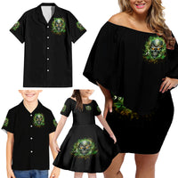 Old Skull Family Matching Off Shoulder Short Dress and Hawaiian Shirt I Stopped Fighting My Inner Demons We On The Same Side Now - Wonder Print Shop