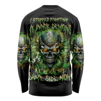 Old Skull Long Sleeve Shirt I Stopped Fighting My Inner Demons We On The Same Side Now - Wonder Print Shop