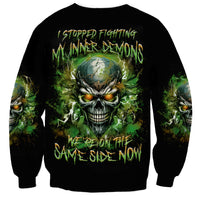 Old Skull Sweatshirt I Stopped Fighting My Inner Demons We On The Same Side Now - Wonder Print Shop