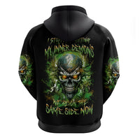 Old Skull Zip Hoodie I Stopped Fighting My Inner Demons We On The Same Side Now - Wonder Print Shop