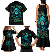 Lady Skull Family Matching Tank Maxi Dress and Hawaiian Shirt Iam A Good Person But Don't Give Me Are To Show My Evil Side - Wonder Print Shop