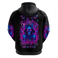 Flame Skull Zip Hoodie The Good Girl In Me Got Tired Of The Bullshit - Wonder Print Shop