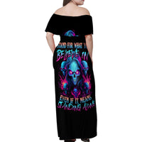 Lady Skull Family Matching Off Shoulder Maxi Dress and Hawaiian Shirt Stand For What You Believe In Even If It Means Standing Alone - Wonder Print Shop