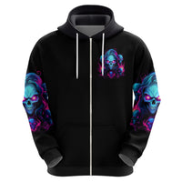 Lady Skull Zip Hoodie Stand For What You Believe In Even If It Means Standing Alone - Wonder Print Shop