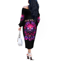 Rose Skull Off The Shoulder Long Sleeve Dress Stuck Between IDK IDC And IDGAF - Wonder Print Shop