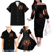 Angel Skull Family Matching Off Shoulder Long Sleeve Dress and Hawaiian Shirt Sometimes An Angel Sometimes A Hellrasier - Wonder Print Shop