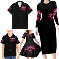 Rose Skull Family Matching Long Sleeve Bodycon Dress and Hawaiian Shirt I Hold A Beast An Angel And A Crazy Lady In Me - Wonder Print Shop