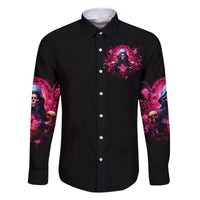 Rose Skull Family Matching Off Shoulder Long Sleeve Dress and Hawaiian Shirt I Hold A Beast An Angel And A Crazy Lady In Me - Wonder Print Shop