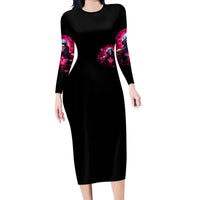 Rose Skull Long Sleeve Bodycon Dress I Hold A Beast An Angel And A Crazy Lady In Me - Wonder Print Shop