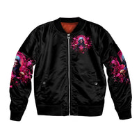 Rose Skull Sleeve Zip Bomber Jacket I Hold A Beast An Angel And A Crazy Lady In Me - Wonder Print Shop