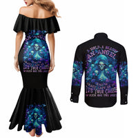 Flame Skull Couples Matching Mermaid Dress and Long Sleeve Button Shirt If You Kick Me When I'm Down You Better Pray I Don't Get Up