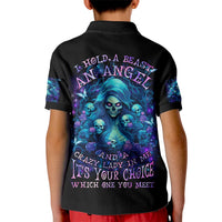 Flame Skull Kid Polo Shirt If You Kick Me When I'm Down You Better Pray I Don't Get Up - Wonder Print Shop