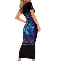 Flame Skull Short Sleeve Bodycon Dress If You Kick Me When I'm Down You Better Pray I Don't Get Up - Wonder Print Shop