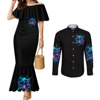 Witch Skull Couples Matching Mermaid Dress and Long Sleeve Button Shirt I'm A Good Person But Don't Give Me A Reason To Show My Evel Side