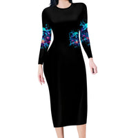 Witch Skull Long Sleeve Bodycon Dress I'm A Good Person But Don't Give Me A Reason To Show My Evel Side - Wonder Print Shop