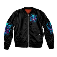 Witch Skull Sleeve Zip Bomber Jacket I'm A Good Person But Don't Give Me A Reason To Show My Evel Side - Wonder Print Shop
