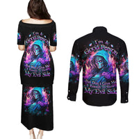Lady Skull Couples Matching Puletasi and Long Sleeve Button Shirt The Good Girl In Me Got Tired Of The Bullshit - Wonder Print Shop