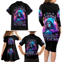 Lady Skull Family Matching Long Sleeve Bodycon Dress and Hawaiian Shirt The Good Girl In Me Got Tired Of The Bullshit - Wonder Print Shop