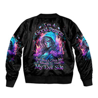 Lady Skull Sleeve Zip Bomber Jacket The Good Girl In Me Got Tired Of The Bullshit - Wonder Print Shop