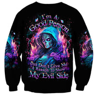 Lady Skull Sweatshirt The Good Girl In Me Got Tired Of The Bullshit - Wonder Print Shop