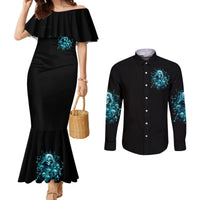 Irsh Girl Skull Couples Matching Mermaid Dress and Long Sleeve Button Shirt Drink Up Bitch