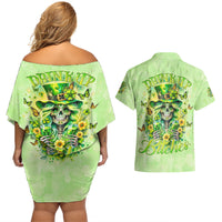 Thunder Skull Couples Matching Off Shoulder Short Dress and Hawaiian Shirt I'm Not Anti Social I'm Just Not User Friendly - Wonder Print Shop