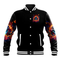 Flame Skull Baseball Jacket Heaven Don't Want Me And Hell's Afraid I'll Take Over - Wonder Print Shop