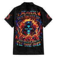 Flame Skull Family Matching Off The Shoulder Long Sleeve Dress and Hawaiian Shirt Heaven Don't Want Me And Hell's Afraid I'll Take Over - Wonder Print Shop