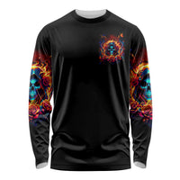 Flame Skull Long Sleeve Shirt Heaven Don't Want Me And Hell's Afraid I'll Take Over - Wonder Print Shop