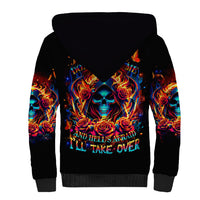 Flame Skull Sherpa Hoodie Heaven Don't Want Me And Hell's Afraid I'll Take Over - Wonder Print Shop