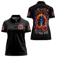 Flame Skull Women Polo Shirt Heaven Don't Want Me And Hell's Afraid I'll Take Over - Wonder Print Shop