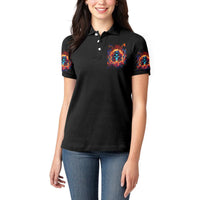 Flame Skull Women Polo Shirt Heaven Don't Want Me And Hell's Afraid I'll Take Over - Wonder Print Shop