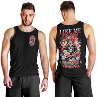 Rose Skull Men Tank Top Like Me Or Not I Don't Give A Flying Fuck - Wonder Print Shop