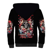 Rose Skull Sherpa Hoodie Like Me Or Not I Don't Give A Flying Fuck - Wonder Print Shop